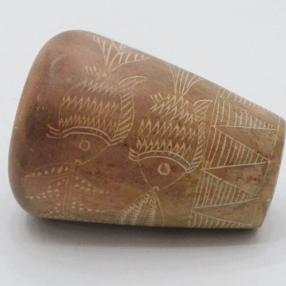 Kenyan Hand-Carved Fish Design Wooden Vase Equator Altitude 7747T 3" - Picture 3 of 5